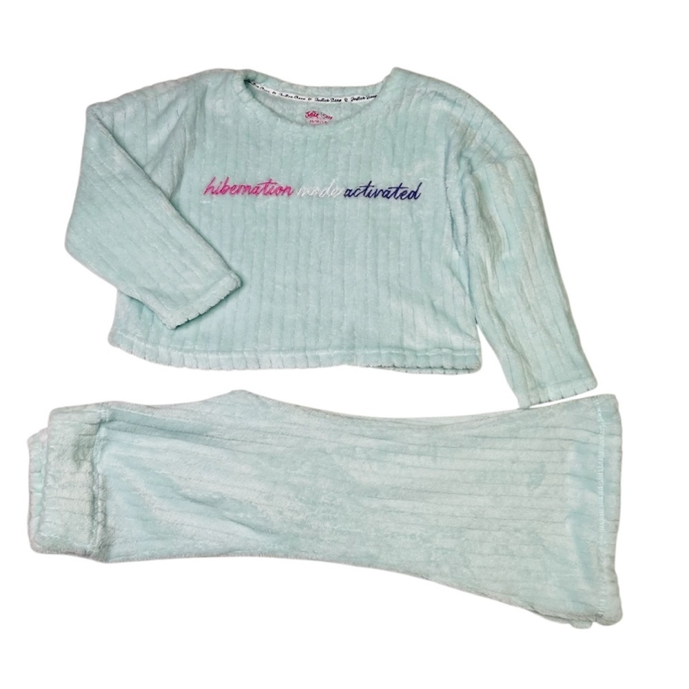 Justice Pyjamas Light Blue Plush Kids Pj Set